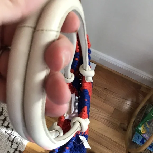 Clare V. Sandy Tote Cobalt & Bright Poppy Stripe NWT - Picture 9 of 15